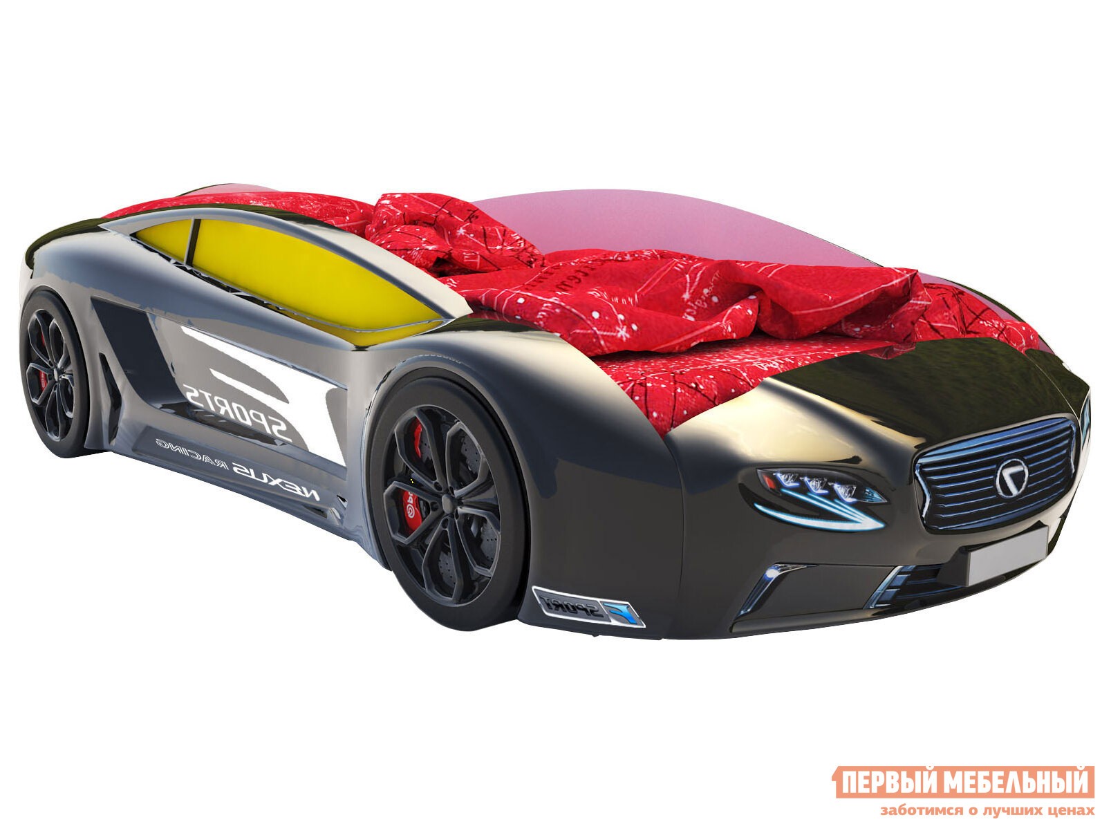 Кровать-машина  Roadster Лексус Черный (Лексус Roadster), С подсветкой дна