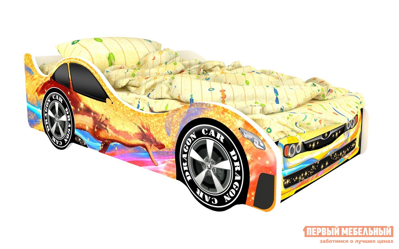 Кровать-машина  Город Желтый (Милан), С подсветкой дна