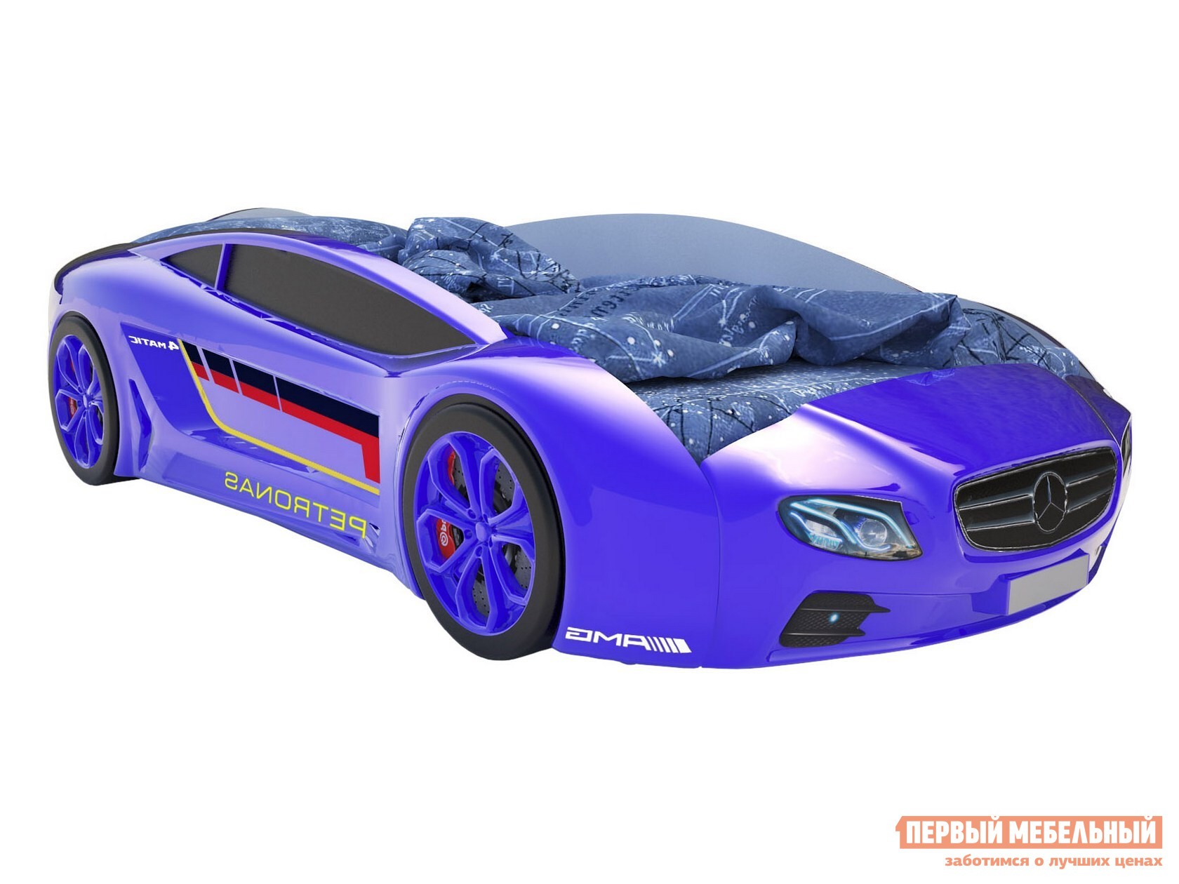 Кровать-машина  Roadster Мерседес Синий (Мерседес Roadster), С подсветкой дна