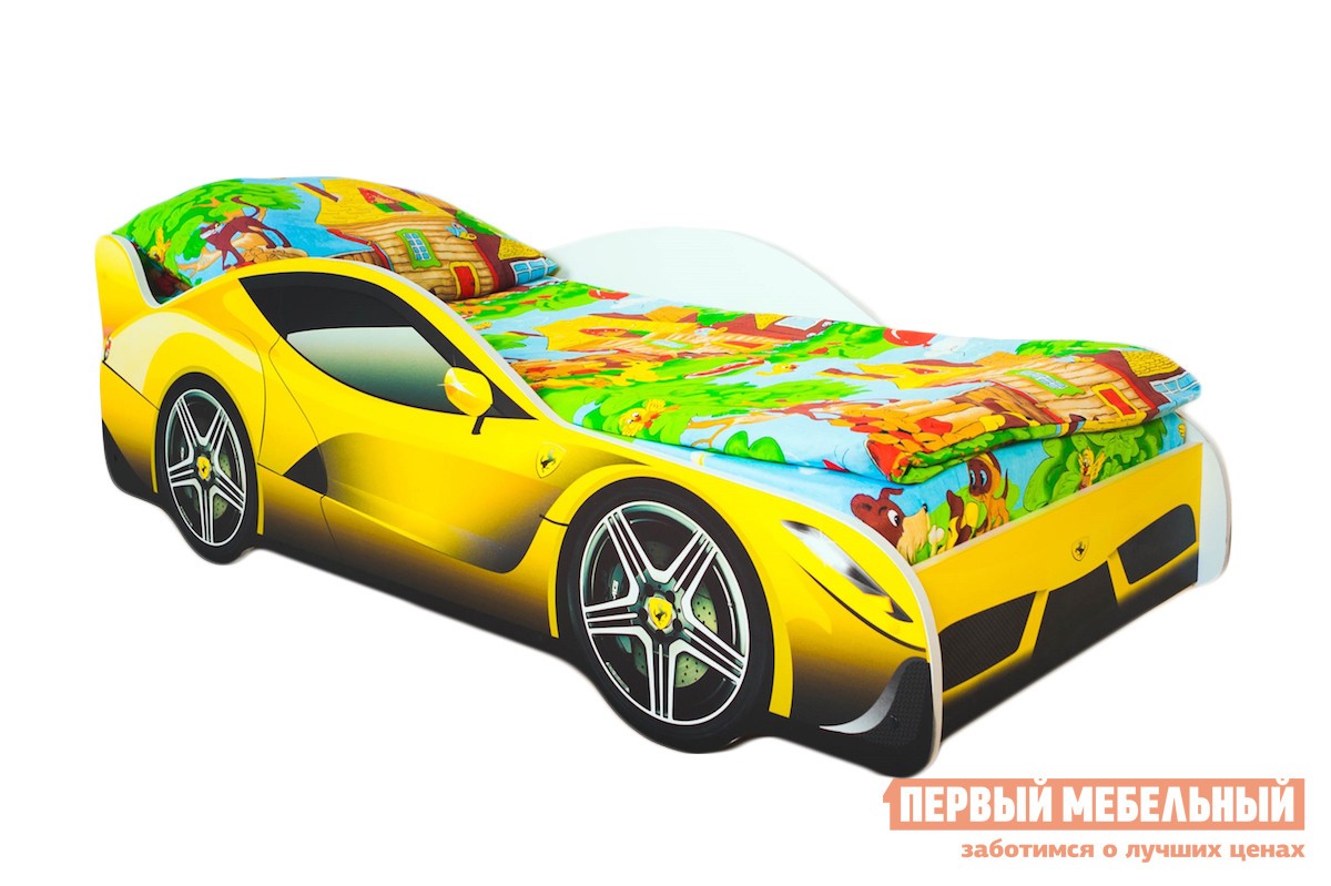 Кровать-машина  Классик Желтый (Ferrari), Без подсветки
