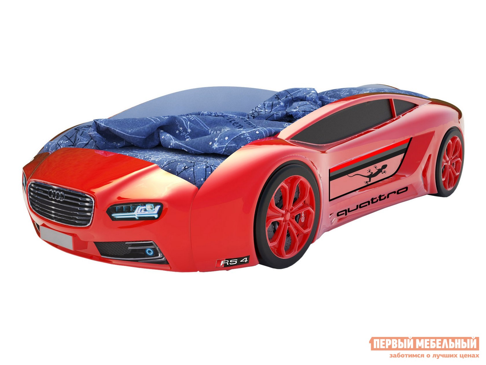 Кровать-машина  Roadster Ауди Красный (Ауди Roadster), С подсветкой дна