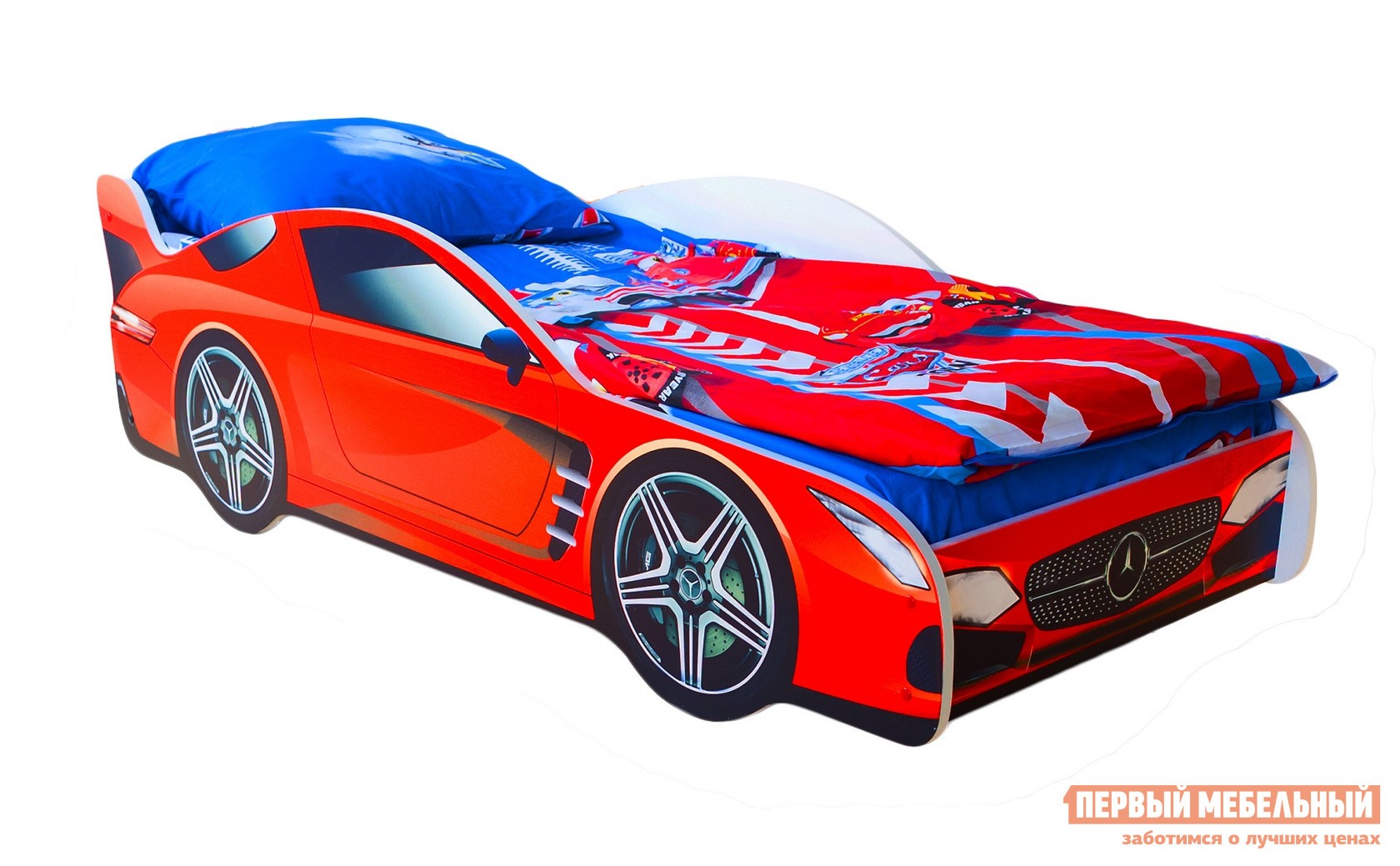 Кровать-машина  Классик Красный (Mercedes), Без подсветки