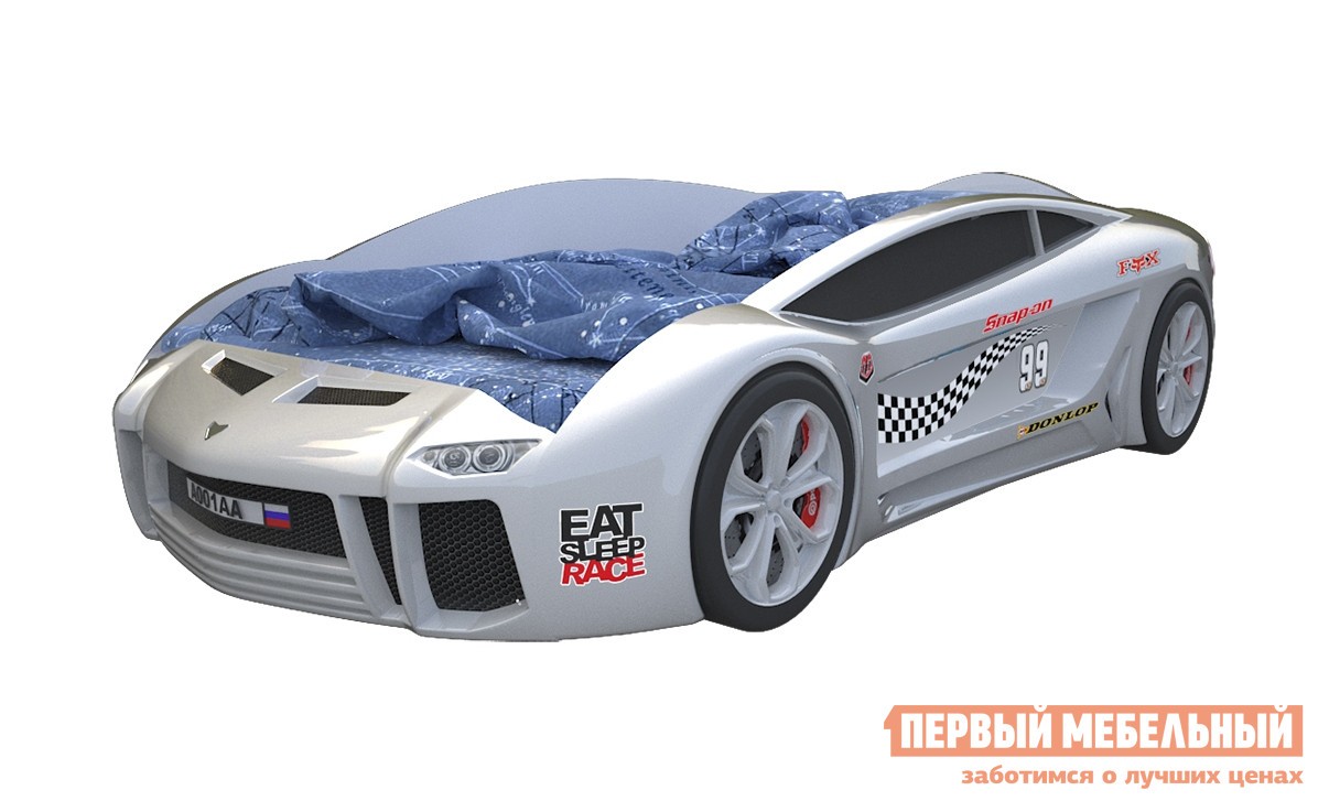 Кровать-машина  Ламба Next Белый 2 (Ламба Next), Без подсветки