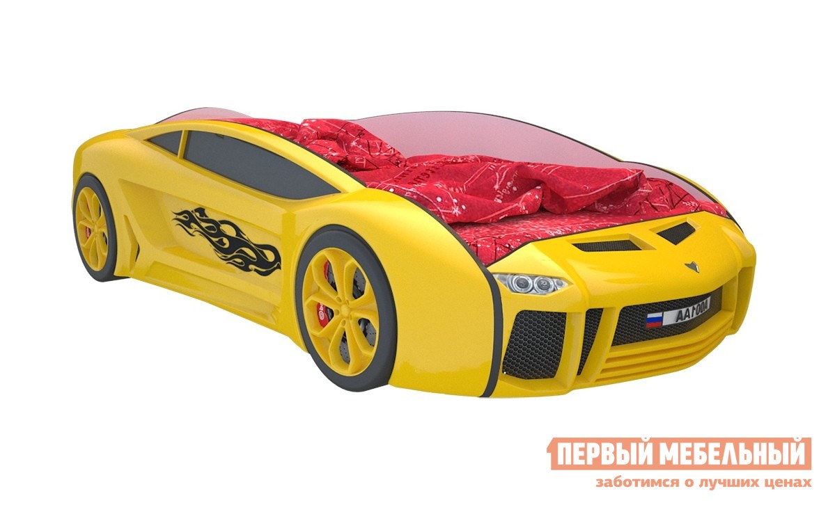 Кровать-машина  Ламба Next Желтый 2 (Ламба Next), С подсветкой дна