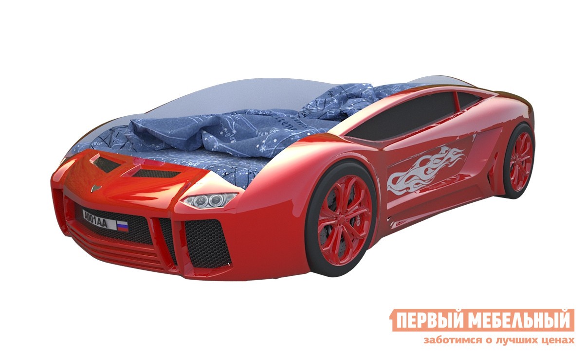 Кровать-машина  Ламба Next Красный (Ламба Next), С подсветкой дна