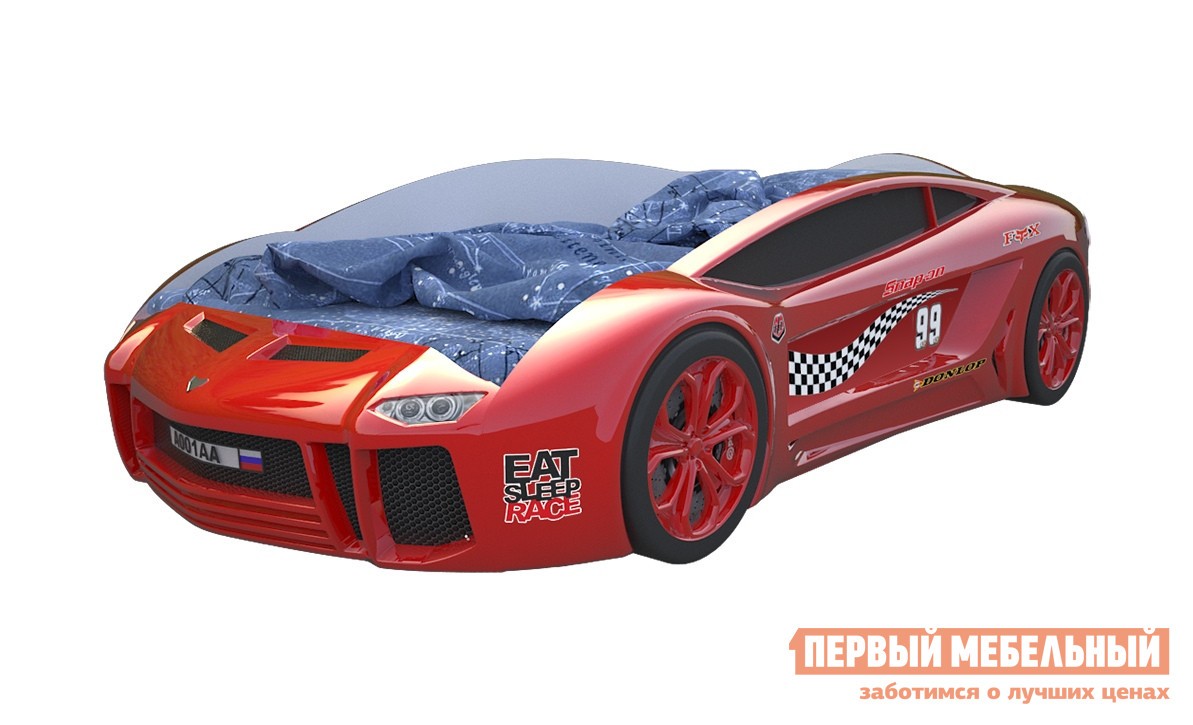 Кровать-машина  Ламба Next Красный 2 (Ламба Next), С подсветкой дна