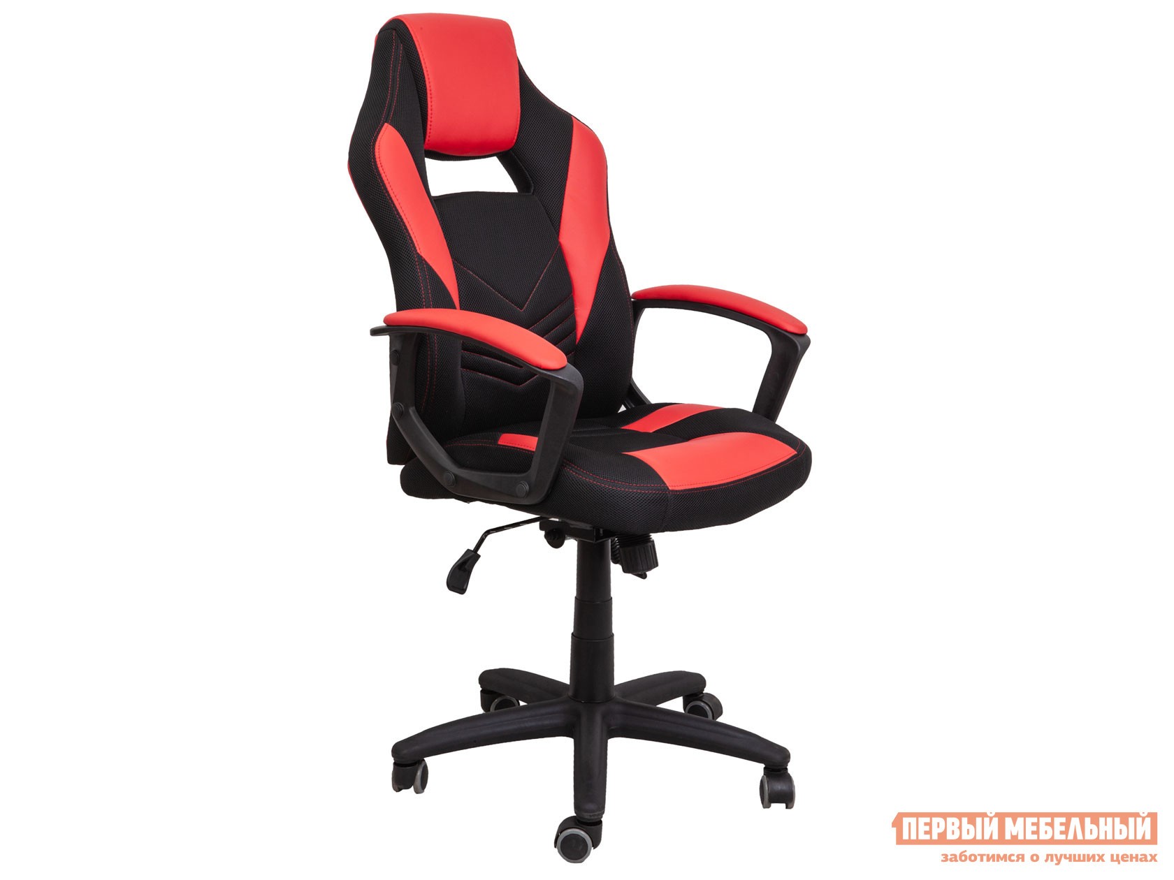 Игровое кресло  TIGER Черный, ткань / Красный, экокожа