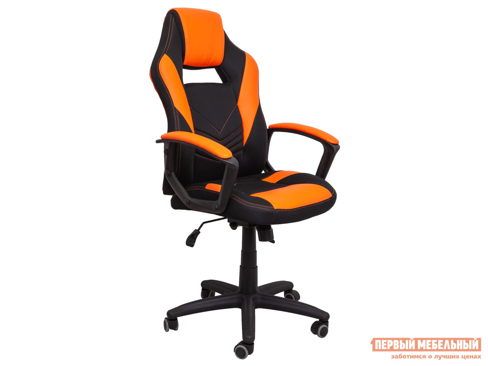 Игровое кресло  TIGER Черный, ткань / Оранжевый, экокожа