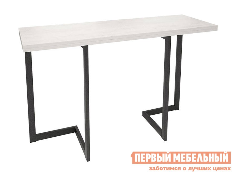 Кухонный стол  Арлен Дуб Белый Крафт / Черный муар