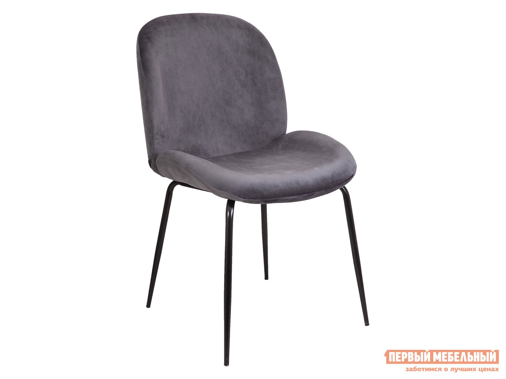 Стул  Адам Серый, велюр / Черный металл