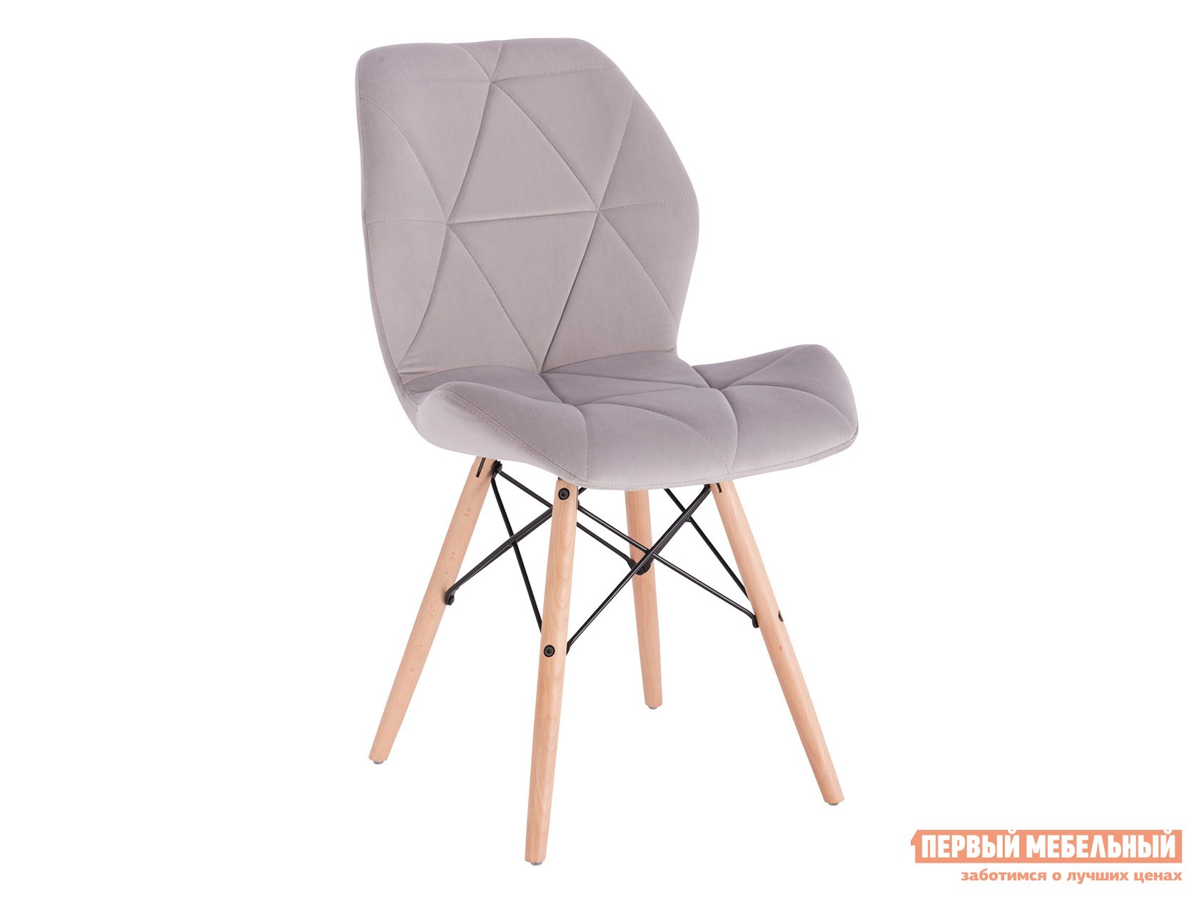 Стул  Рио Светло-серый, велюр / Бук, дерево