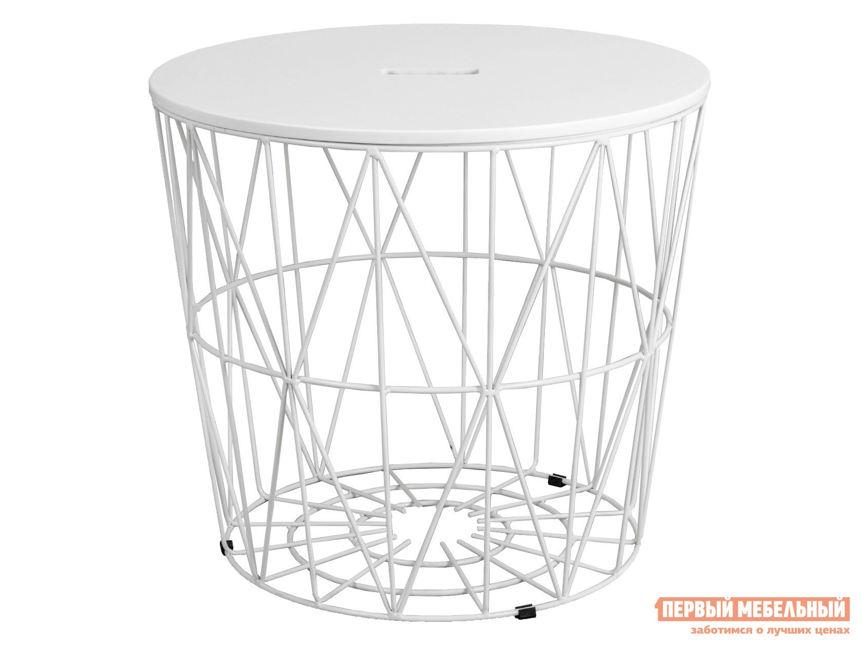 Журнальный столик  Джумбо Белая МДФ / Белый металл