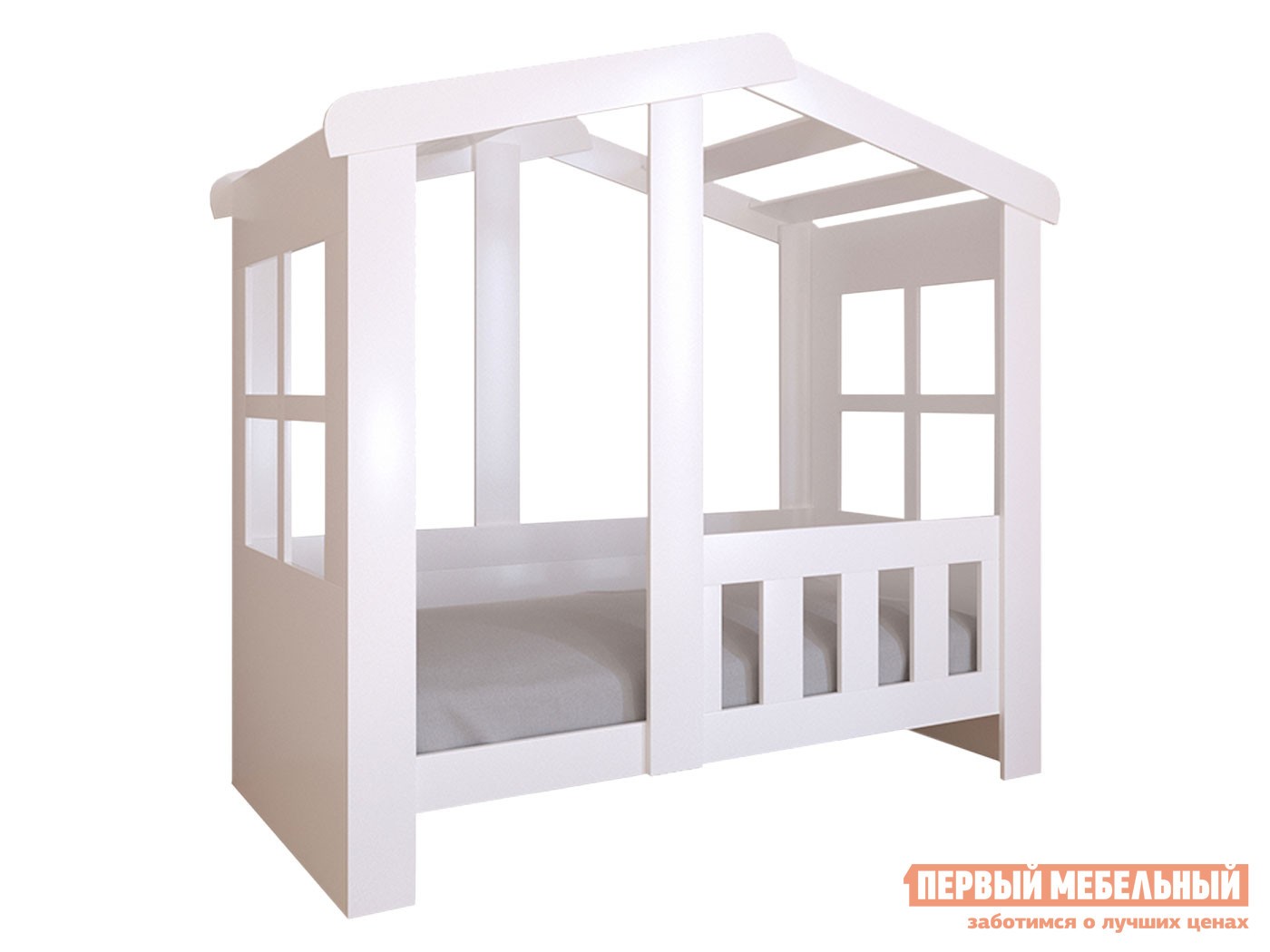 Детская кровать  Астра Домик Белый, Без ящика