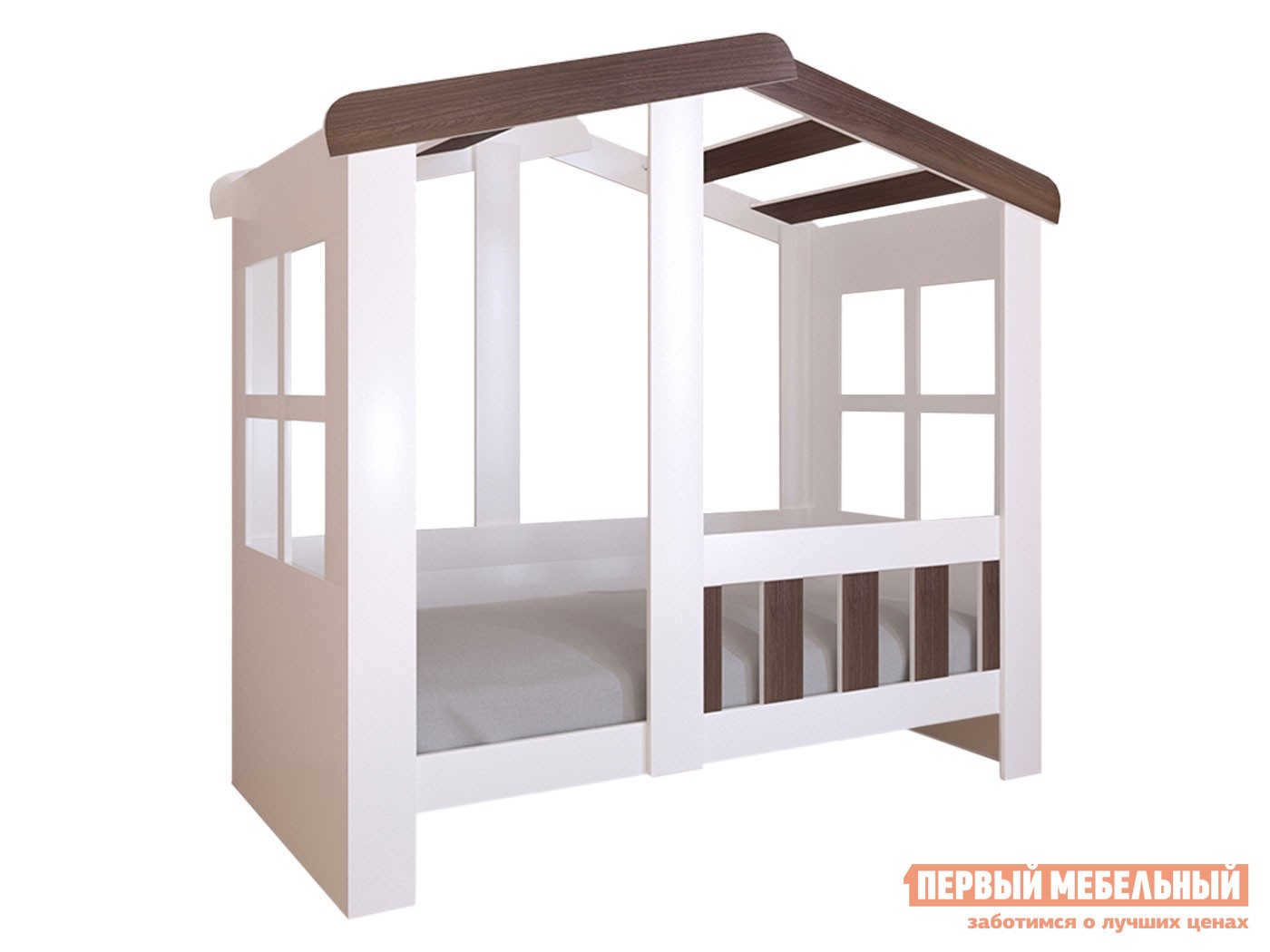 Детская кровать  Астра Домик Белый / Дуб Шамони, Без ящика