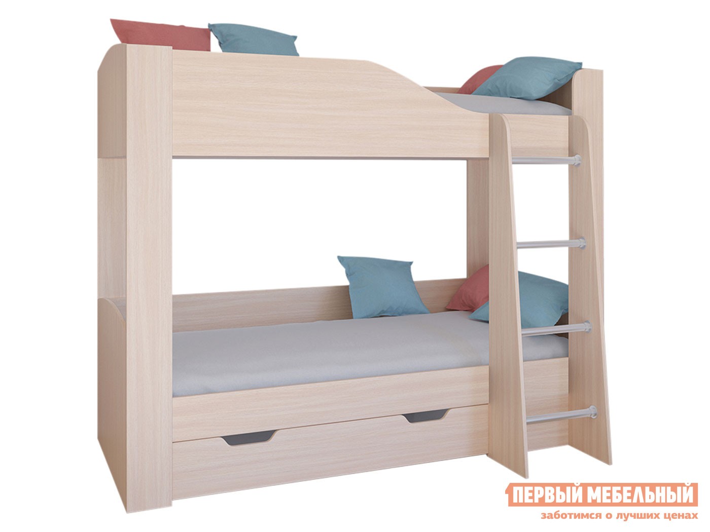 Двухъярусная кровать  Астра 2 Дуб Молочный, С ящиком
