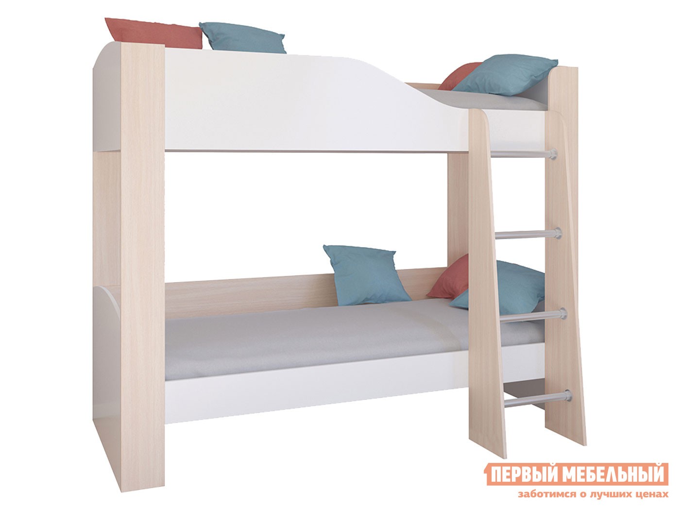Двухъярусная кровать  Астра 2 Дуб Молочный / Белый, Без ящика