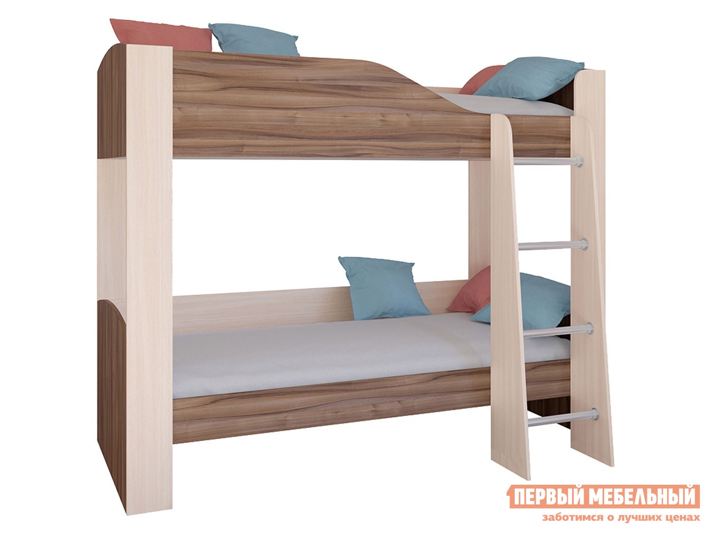 Двухъярусная кровать  Астра 2 Дуб Молочный / Орех, Без ящика