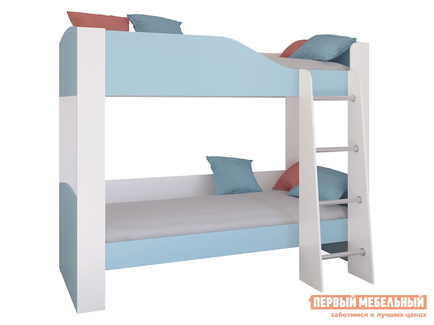 Двухъярусная кровать  Астра 2 Белый / Голубой, Без ящика