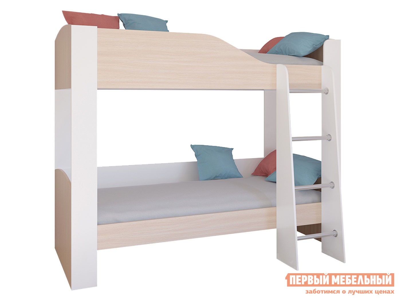 Двухъярусная кровать  Астра 2 Белый / Дуб Молочный, Без ящика
