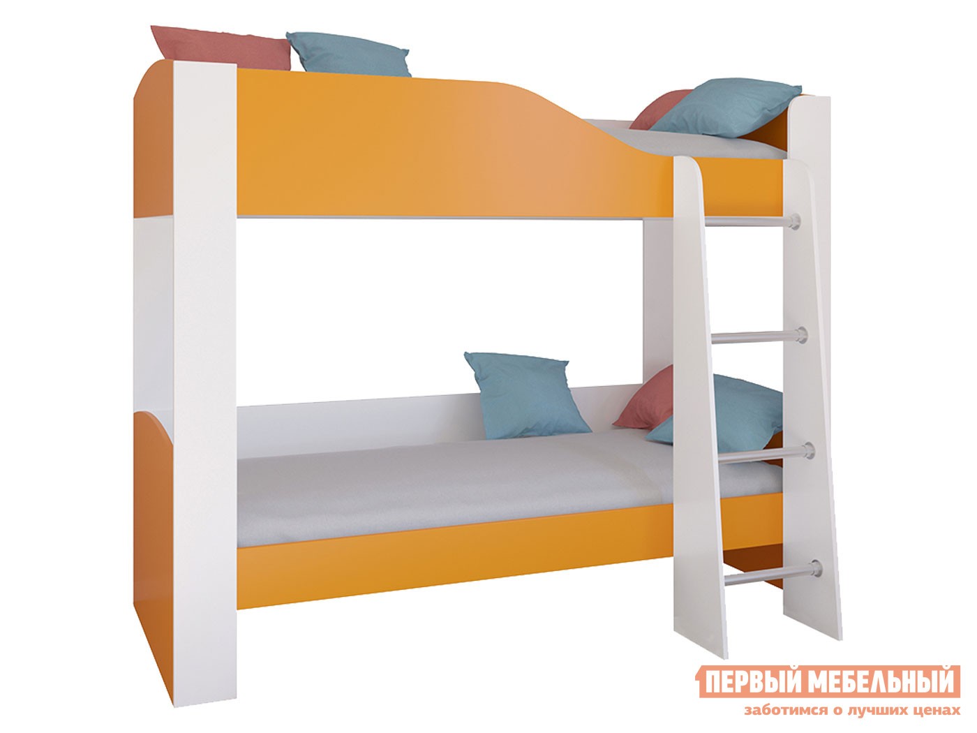 Двухъярусная кровать  Астра 2 Белый / Оранжевый, Без ящика