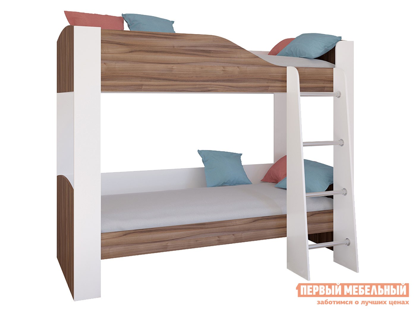Двухъярусная кровать  Астра 2 Белый / Орех, Без ящика