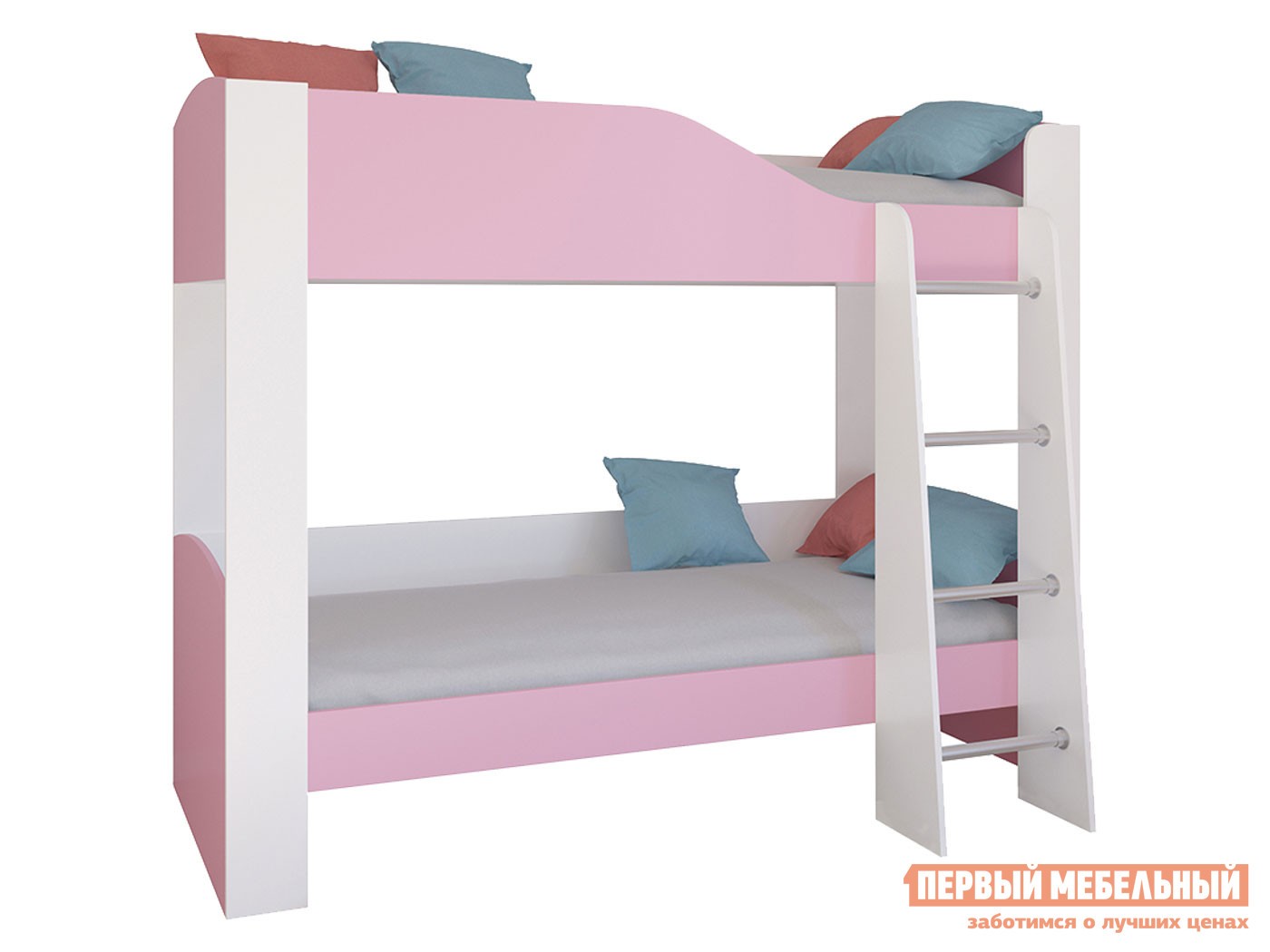 Двухъярусная кровать  Астра 2 Белый / Розовый, Без ящика