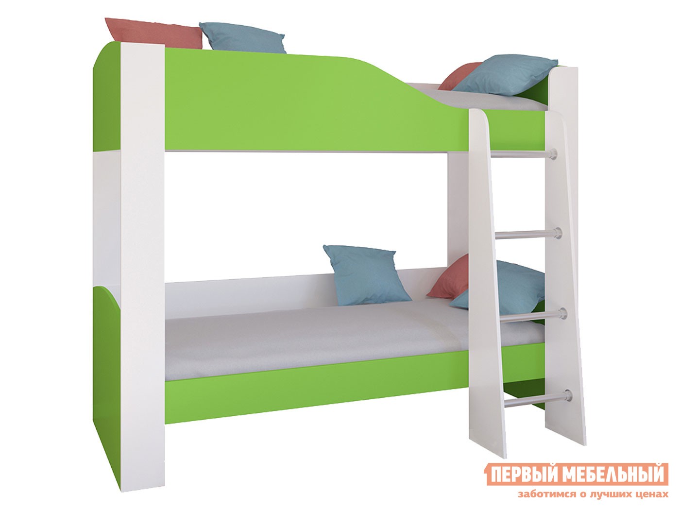Двухъярусная кровать  Астра 2 Белый / Салатовый, Без ящика
