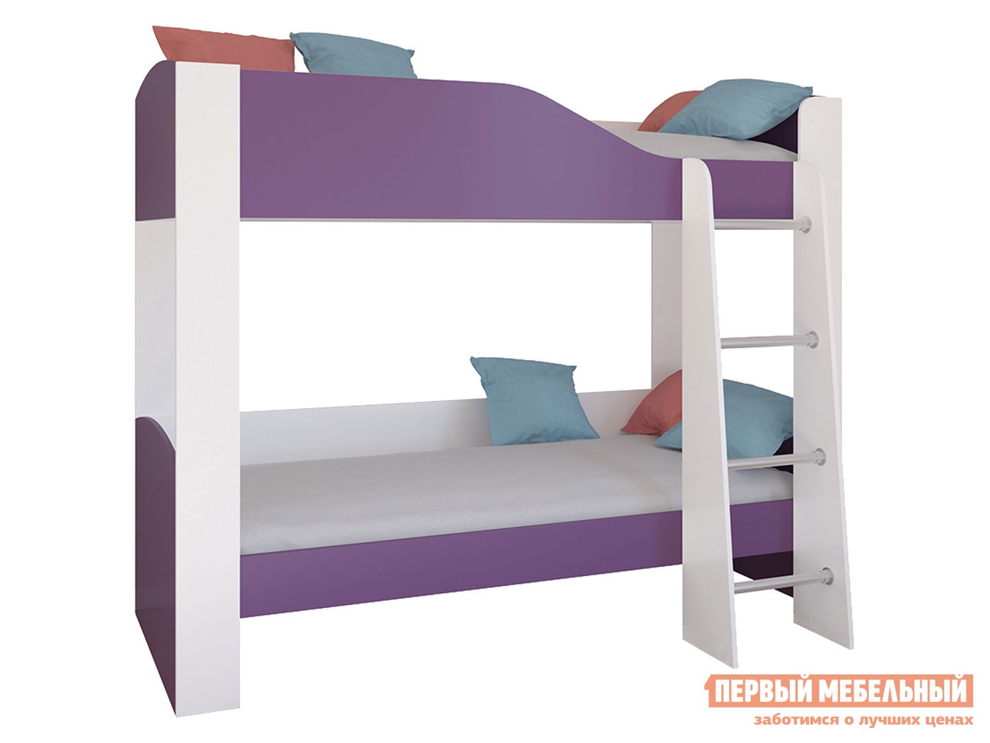 Двухъярусная кровать  Астра 2 Белый / Фиолетовый, Без ящика