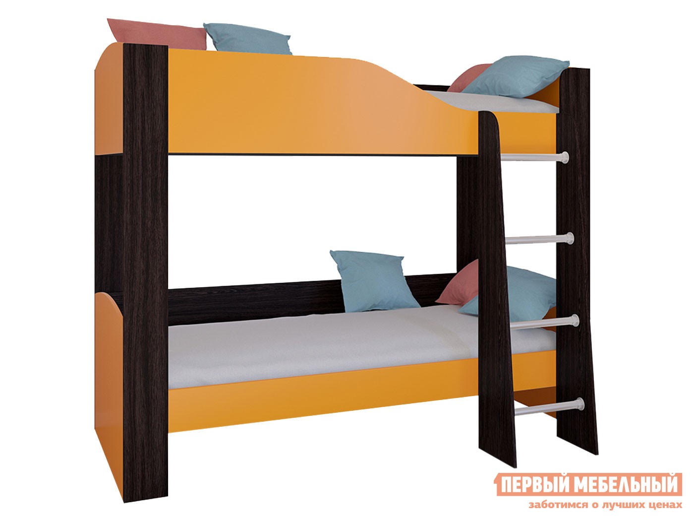 Двухъярусная кровать  Астра 2 Венге / Оранжевый, Без ящика