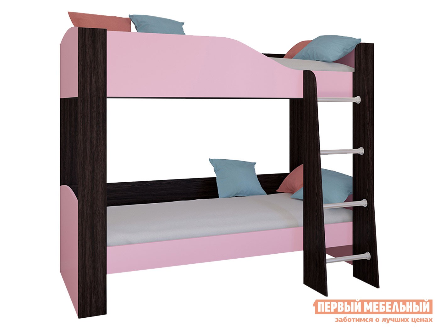 Двухъярусная кровать  Астра 2 Венге / Розовый, Без ящика