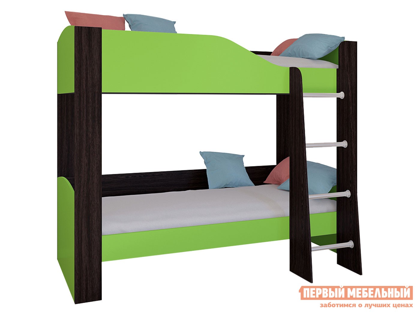 Двухъярусная кровать  Астра 2 Венге / Салатовый, Без ящика