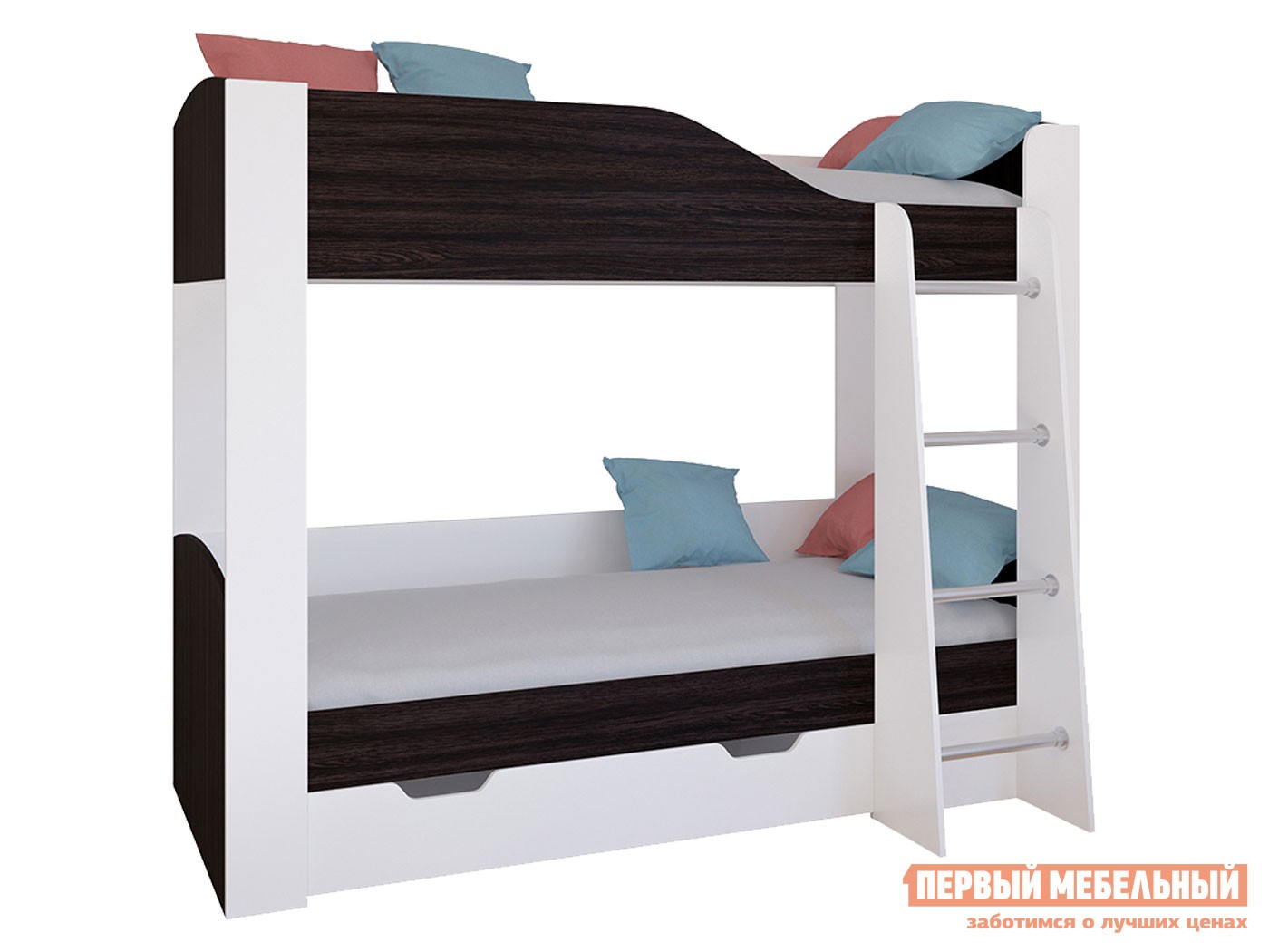Двухъярусная кровать  Астра 2 Белый / Венге, С ящиком