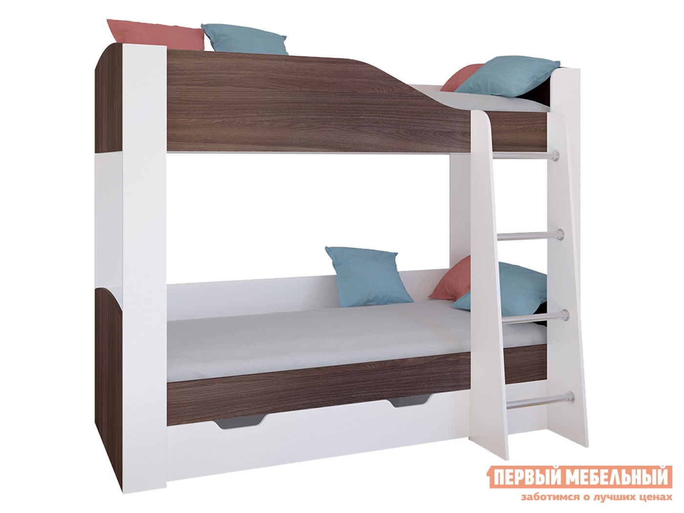 Двухъярусная кровать  Астра 2 Белый / Дуб Шамони, С ящиком