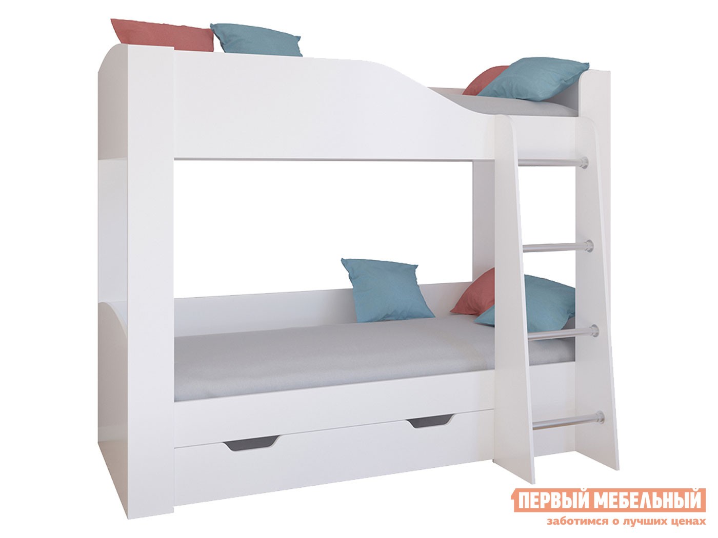 Двухъярусная кровать  Астра 2 Белый, С ящиком
