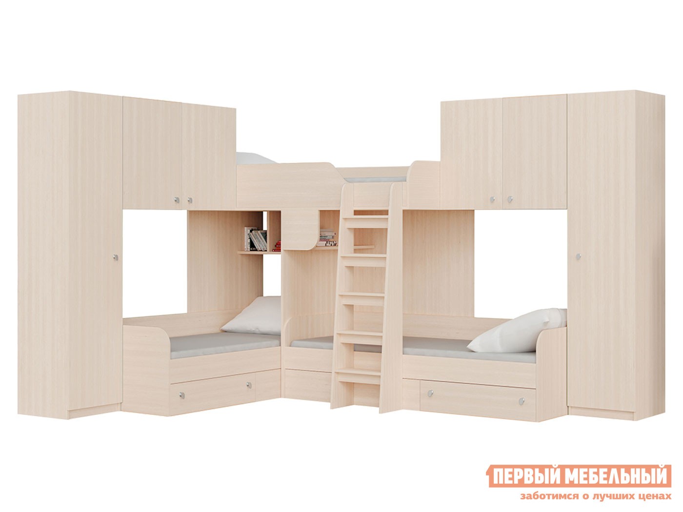 Двухъярусная кровать  Трио/3 Дуб Молочный
