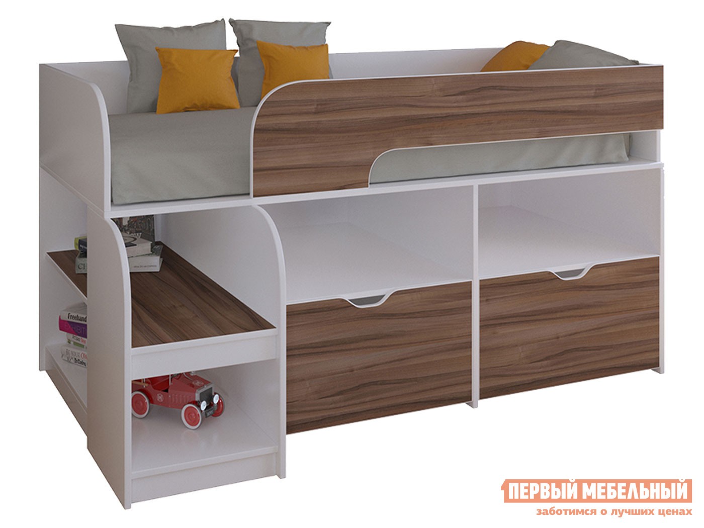 Кровать-чердак  Астра 9/6 Белый / Дуб Шамони