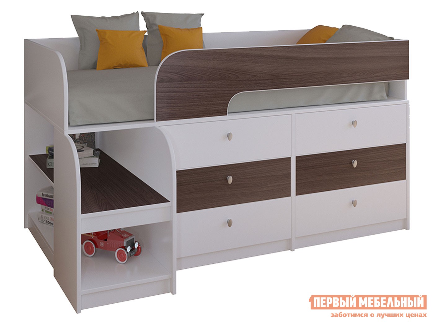 Кровать-чердак  Астра 9/3 Белый / Дуб Шамони