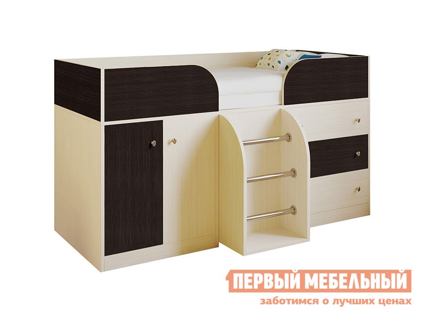 Кровать-чердак  Астра 5 Дуб Молочный, Венге