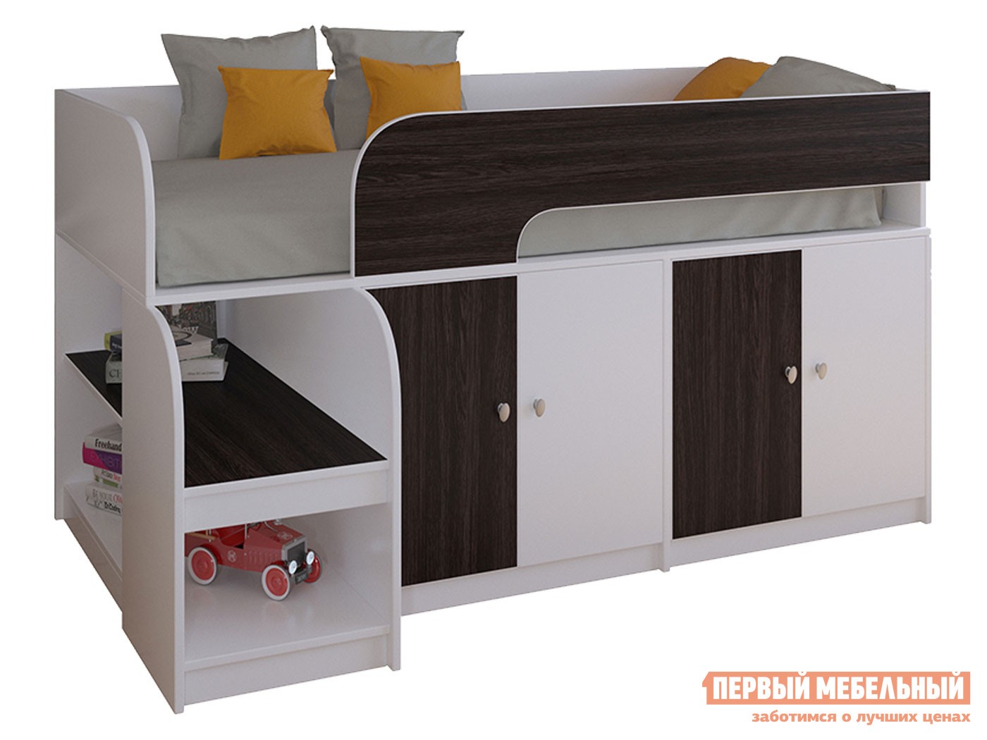 Кровать-чердак  Астра 9/2 Белый / Венге