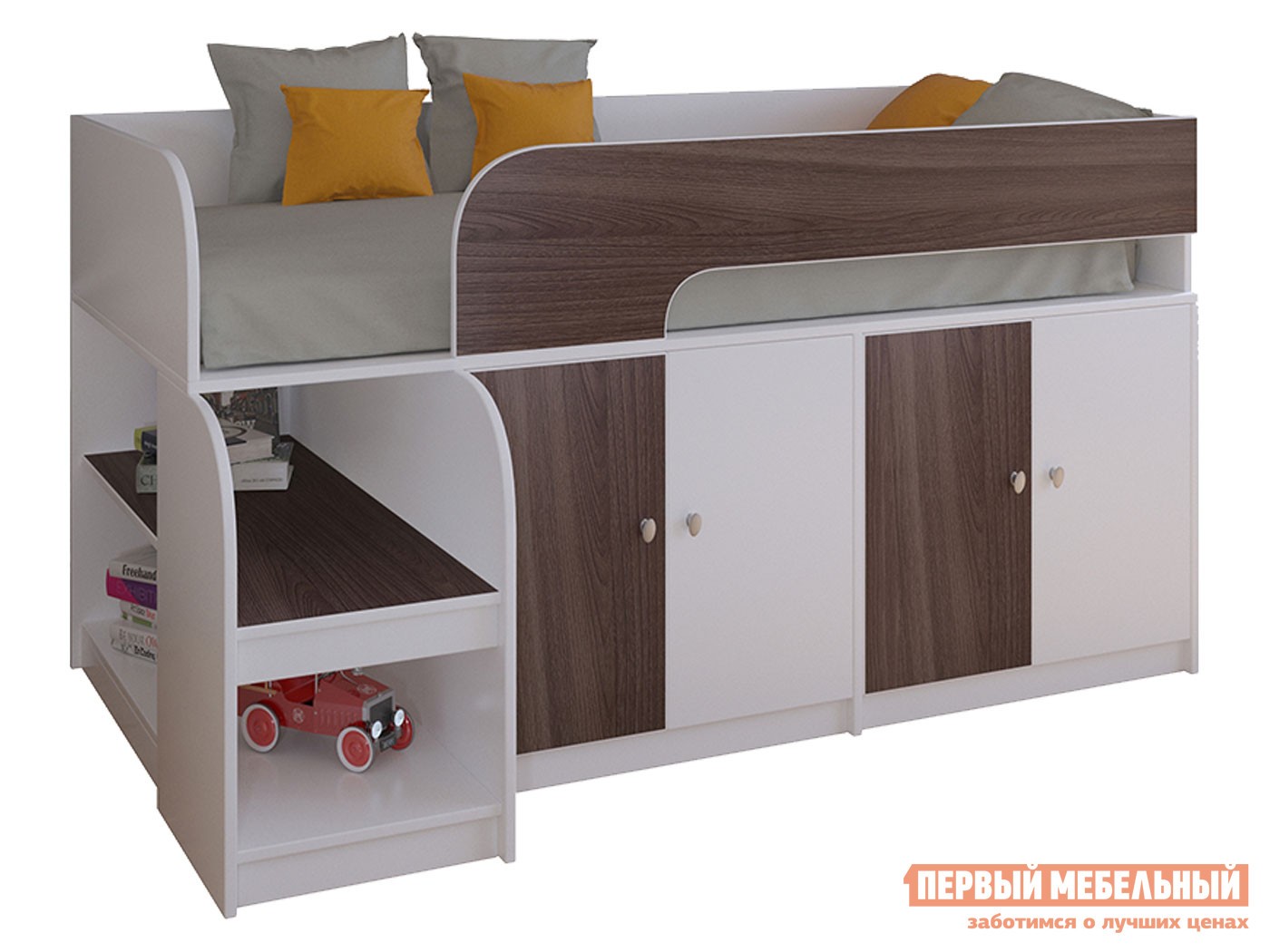 Кровать-чердак  Астра 9/2 Белый / Дуб Шамони