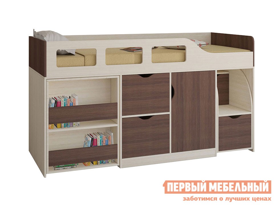 Кровать-чердак  Астра 8 Дуб Молочный, Дуб Шамони