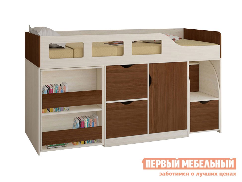 Кровать-чердак  Астра 8 Дуб Молочный, Орех