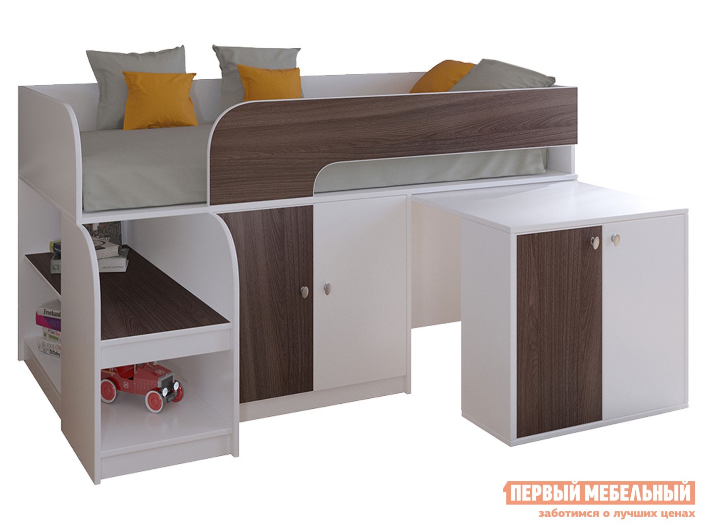 Кровать-чердак  Астра 9/8 Белый / Дуб Шамони