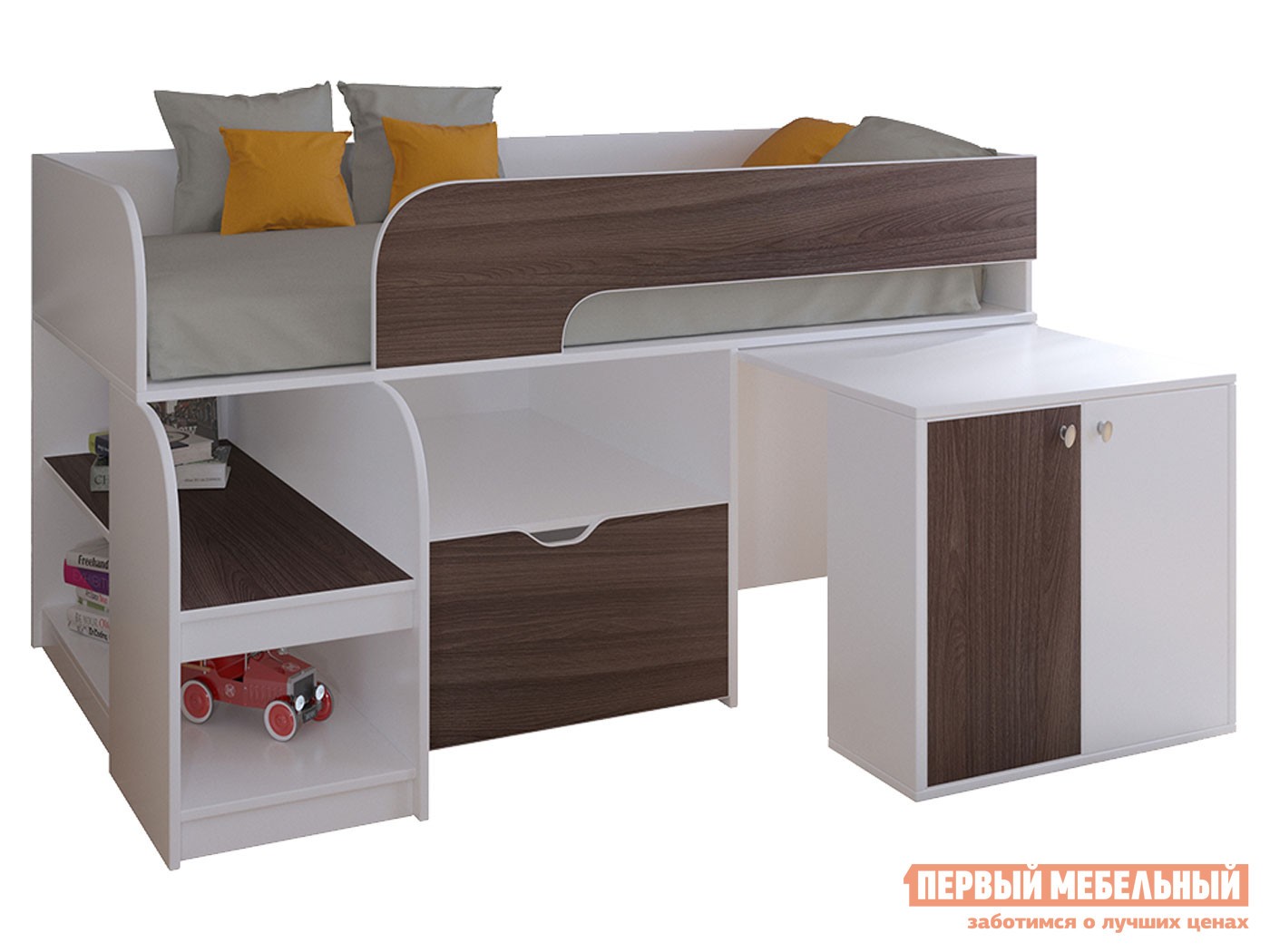 Кровать-чердак  Астра 9/9 Белый / Дуб Шамони