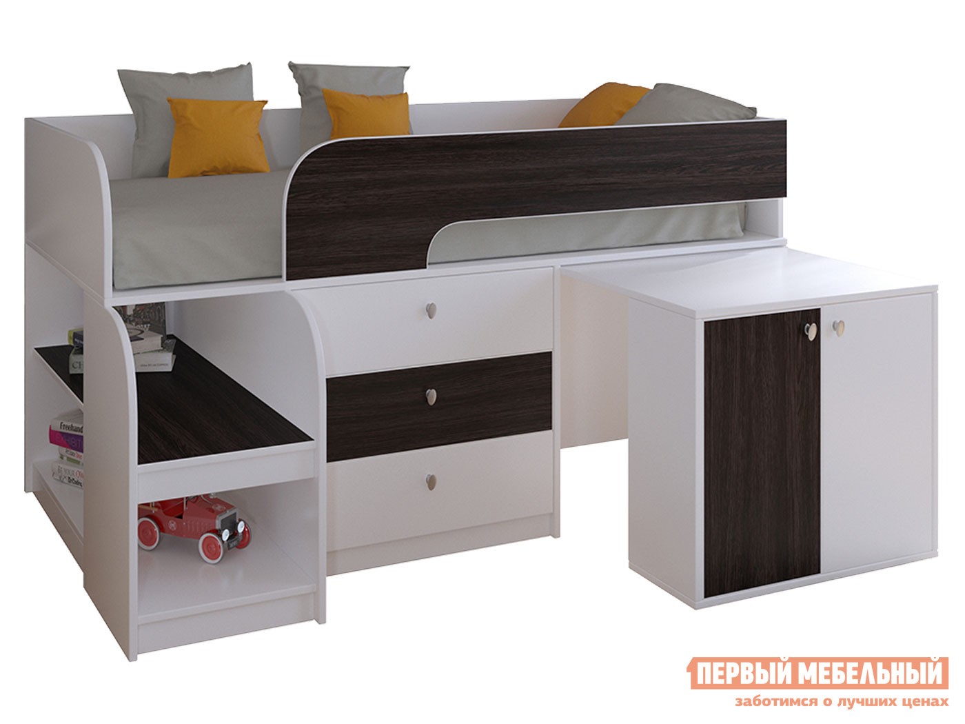 Кровать-чердак  Астра 9/7 Белый / Венге