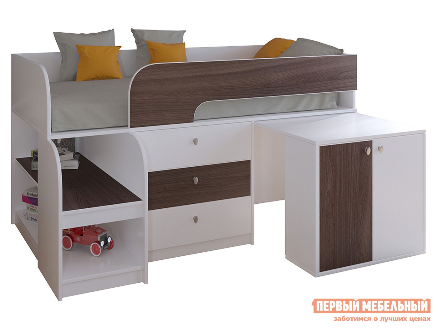 Кровать-чердак  Астра 9/7 Белый / Дуб Шамони