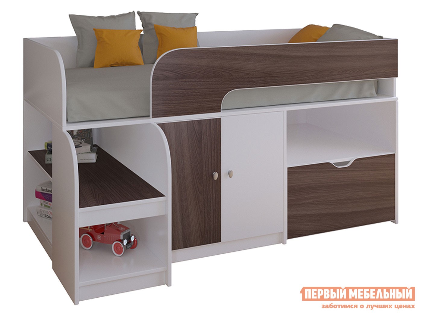 Кровать-чердак  Астра 9/4 Белый / Дуб Шамони