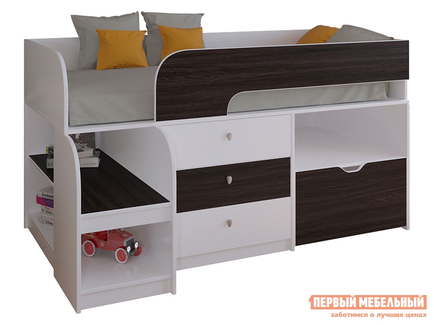 Кровать-чердак  Астра 9/5 Белый / Венге