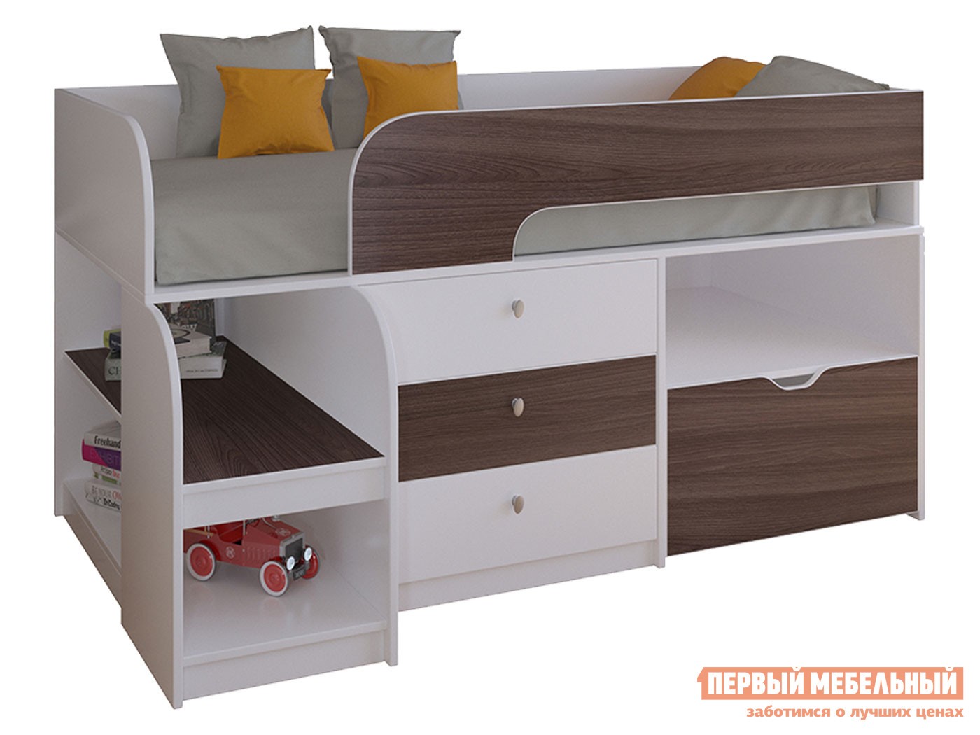 Кровать-чердак  Астра 9/5 Белый / Дуб Шамони