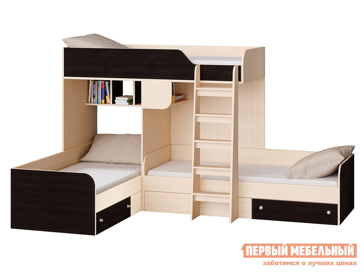 Двухъярусная кровать  TRIO-1 Дуб Молочный / Венге